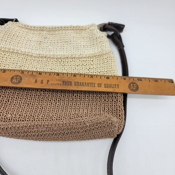 Liz Claiborne Multicolor Tan Cream‎ Crossbody Shoulder Purse Knitted  EUC - Picture 4 of 8